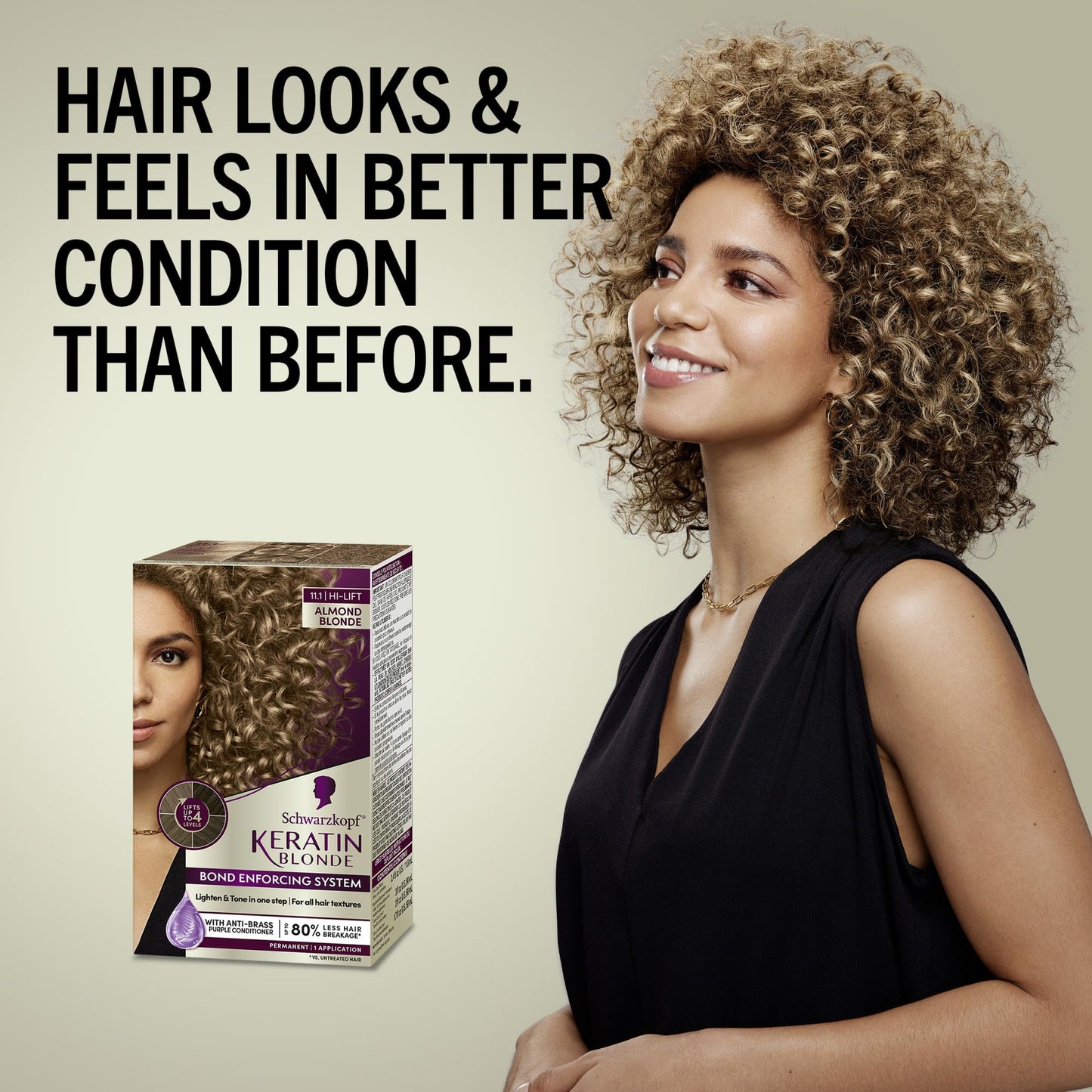 Schwarzkopf Keratin Blonde Hair Dye, 11.1 High Lift Almond Blonde, Professional Quality Permanent Hair Color, Bond Enforcing System, Pre-Color Serum