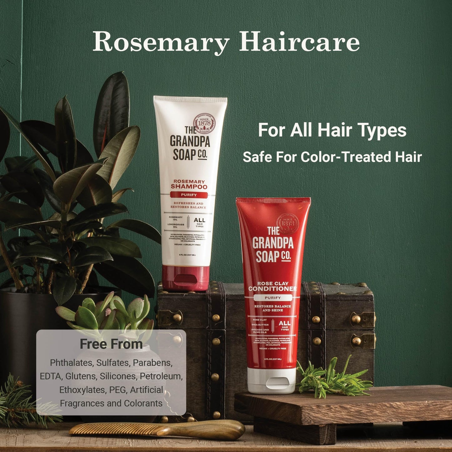 The Grandpa Soap Company Shampoo - Purifying With Rosemary and Lemongrass Oils, Leaves Scalp and Hair Feeling Clean and Fresh, All Hair Types, Vegan