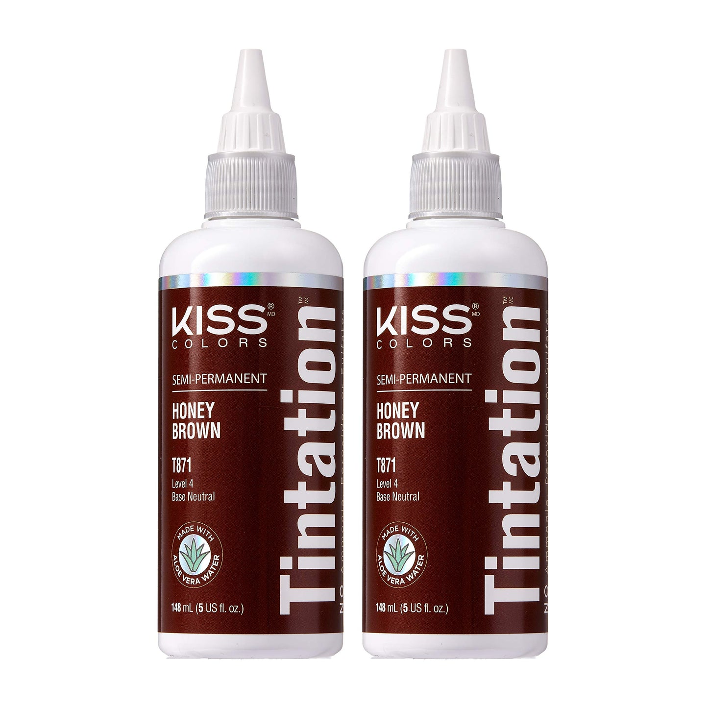 Red by Kiss Tintation Semi-Permanent Hair Color, Aloe Vera Water Based, Argan Oil, Olive Oil, Collagen & Keratin, Long-Lasting Color Dye (Honey Brown