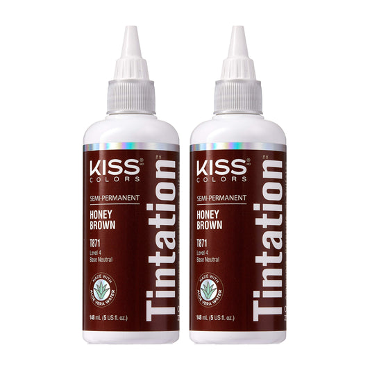 Red by Kiss Tintation Semi-Permanent Hair Color, Aloe Vera Water Based, Argan Oil, Olive Oil, Collagen & Keratin, Long-Lasting Color Dye (Honey Brown