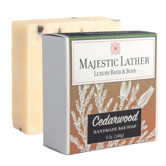 Cedarwood Luxury Handmade Bar Soap for Face & Body, Skin Soothing, Gentle Cleansing, Moisturizing & Nourishing - Shea Butter & Natural Oils. Cold Beauty & Personal Care Majestic Lather