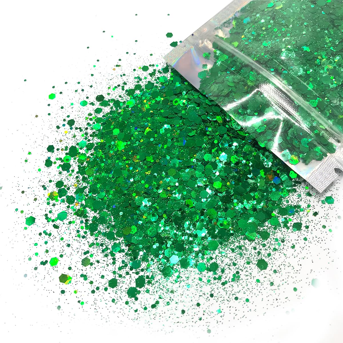 Green Face & Body Glitter - Chunky Glitter - Uses Include: Holidays, Cheerleading, Festival, Rave, Hair, Makeup, Face, Body, Nails, Resin, Arts