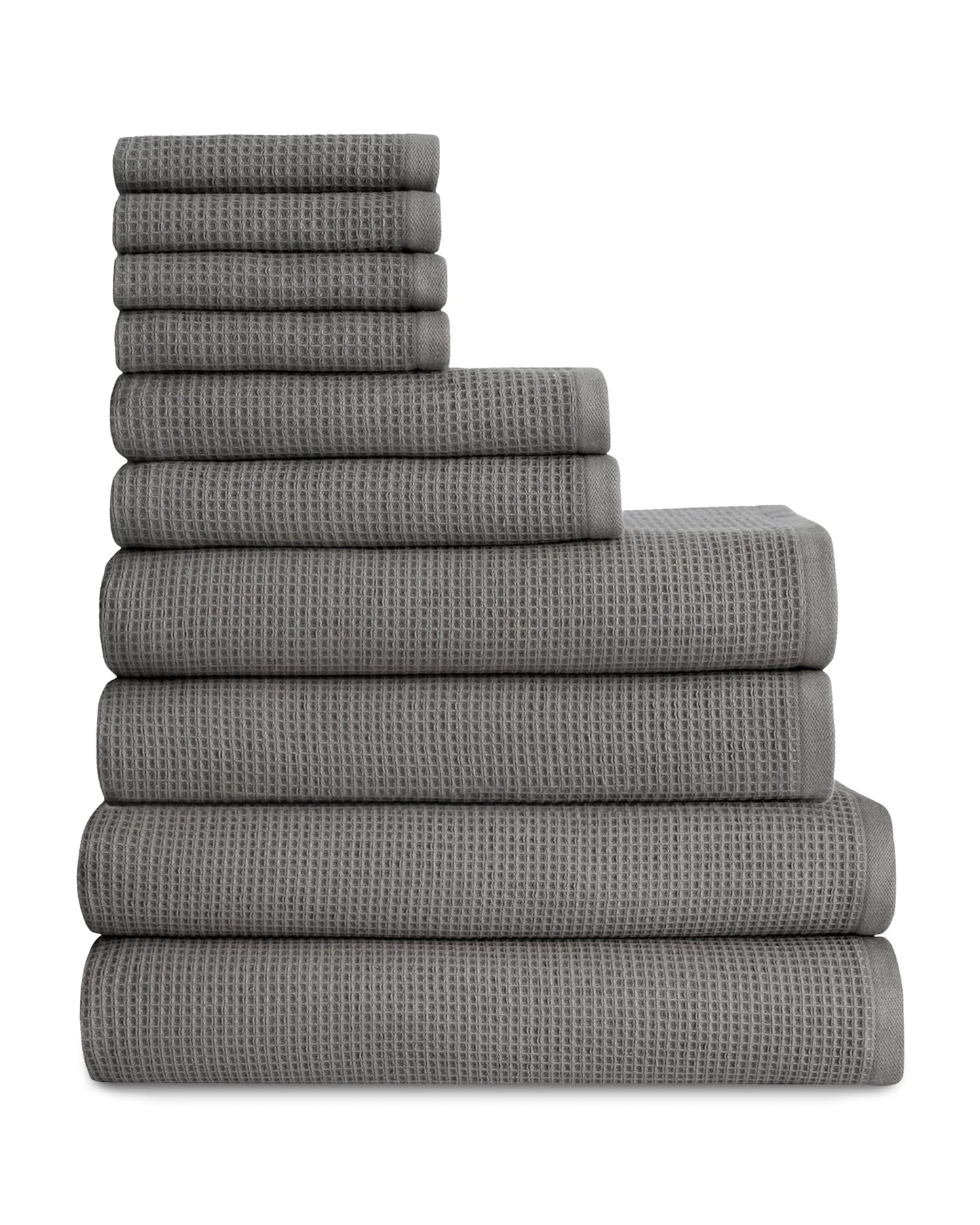 Cozy Earth Complete Waffle Bath Bundle - 60% Cotton 40% Viscose from Bamboo - Quick Dry & Ultra-Soft Waffle Weave Bath Towels - 4 Washcloths, 2 Hand…