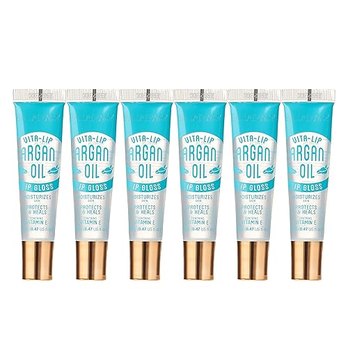 Ruby Kisses Broadway Vita-Lip Clear Lip Gloss (Argan Oil 6 Pack), Ultra-Hydrating & Soothing Formula with Multi-Vitamin Oils, High-Shine Non-Sticky