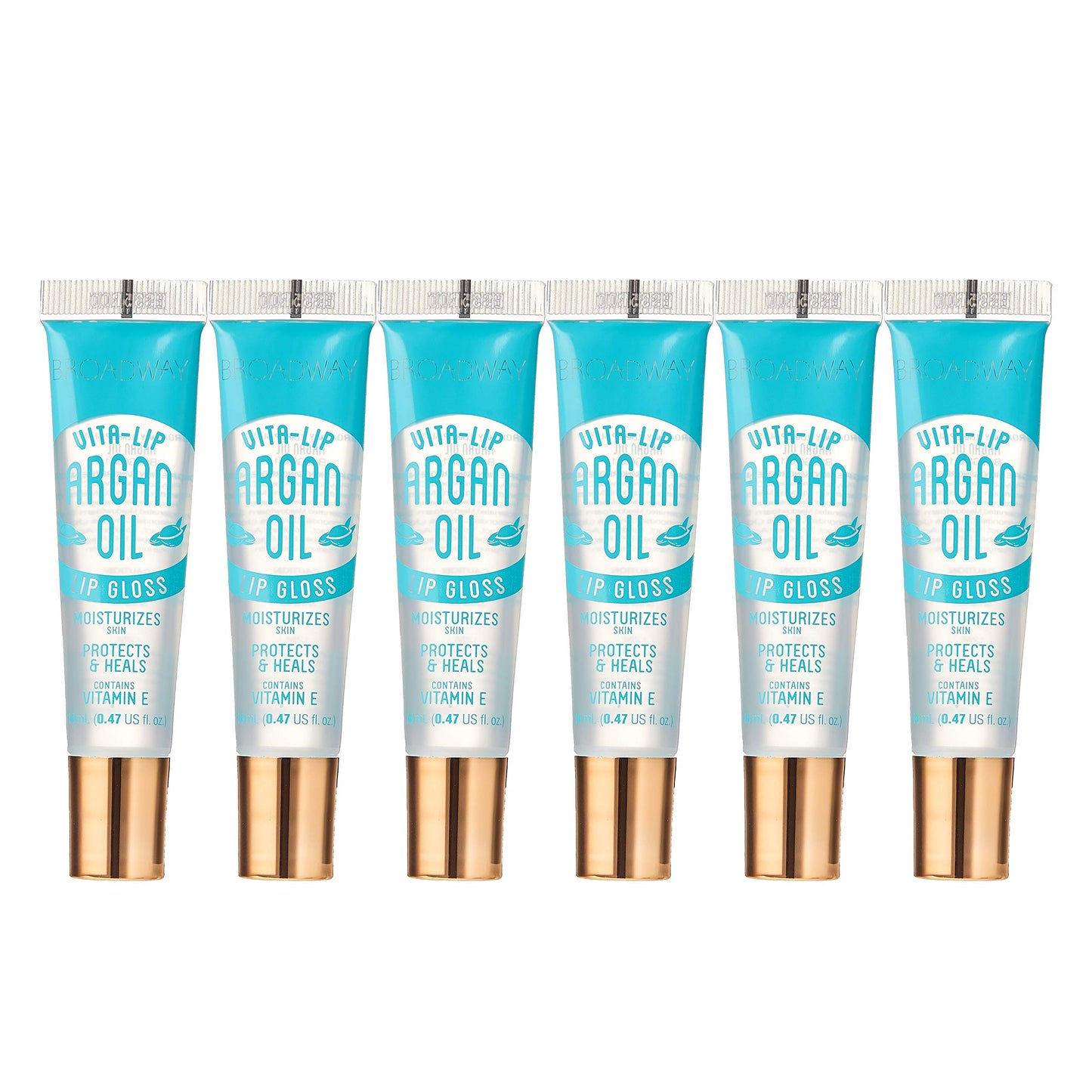 Ruby Kisses Broadway Vita-Lip Clear Lip Gloss (Argan Oil 6 Pack), Ultra-Hydrating & Soothing Formula with Multi-Vitamin Oils, High-Shine Non-Sticky