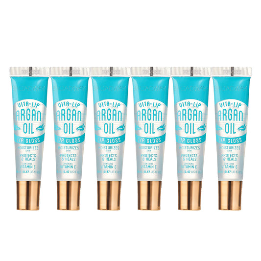 Ruby Kisses Broadway Vita-Lip Clear Lip Gloss (Argan Oil 6 Pack), Ultra-Hydrating & Soothing Formula with Multi-Vitamin Oils, High-Shine Non-Sticky