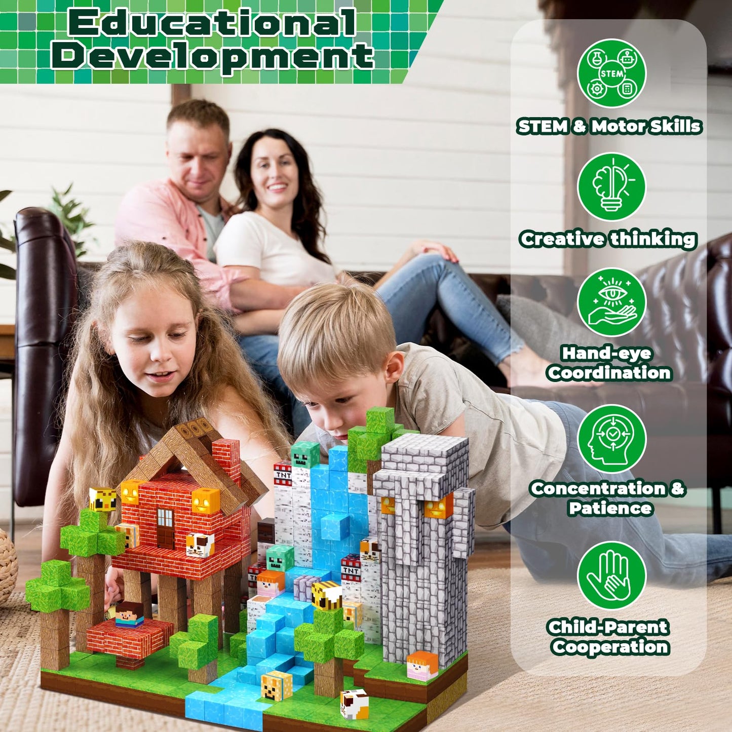 ToyUnited 150pcs Magnetic Blocks – STEM Magnet Cubes Building & Stacking Toys, Montessori Sensory Set for Kids Ages 3-8, Gift Idea