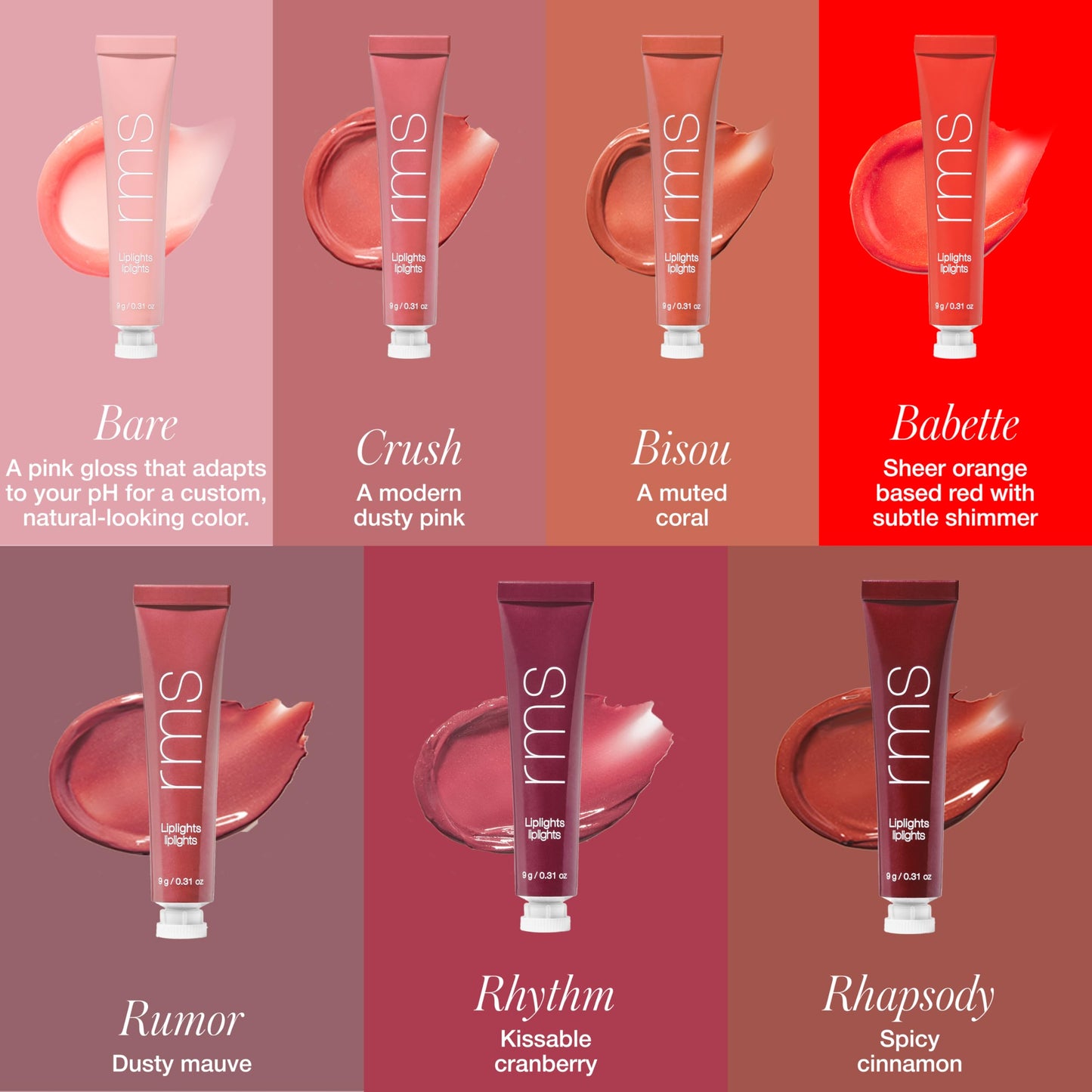 RMS Beauty Liplights Cream Lip Gloss - Plumping Lip Balm & Tinted Lip Stain Hybrid - Hydrating Lip Plumper with Shea Butter & Jojoba Oil - 0.3 oz