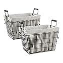 DII Metal Farmhouse Lined Basket, Contemporary Storage Container, Ticking Stripe, Assorted