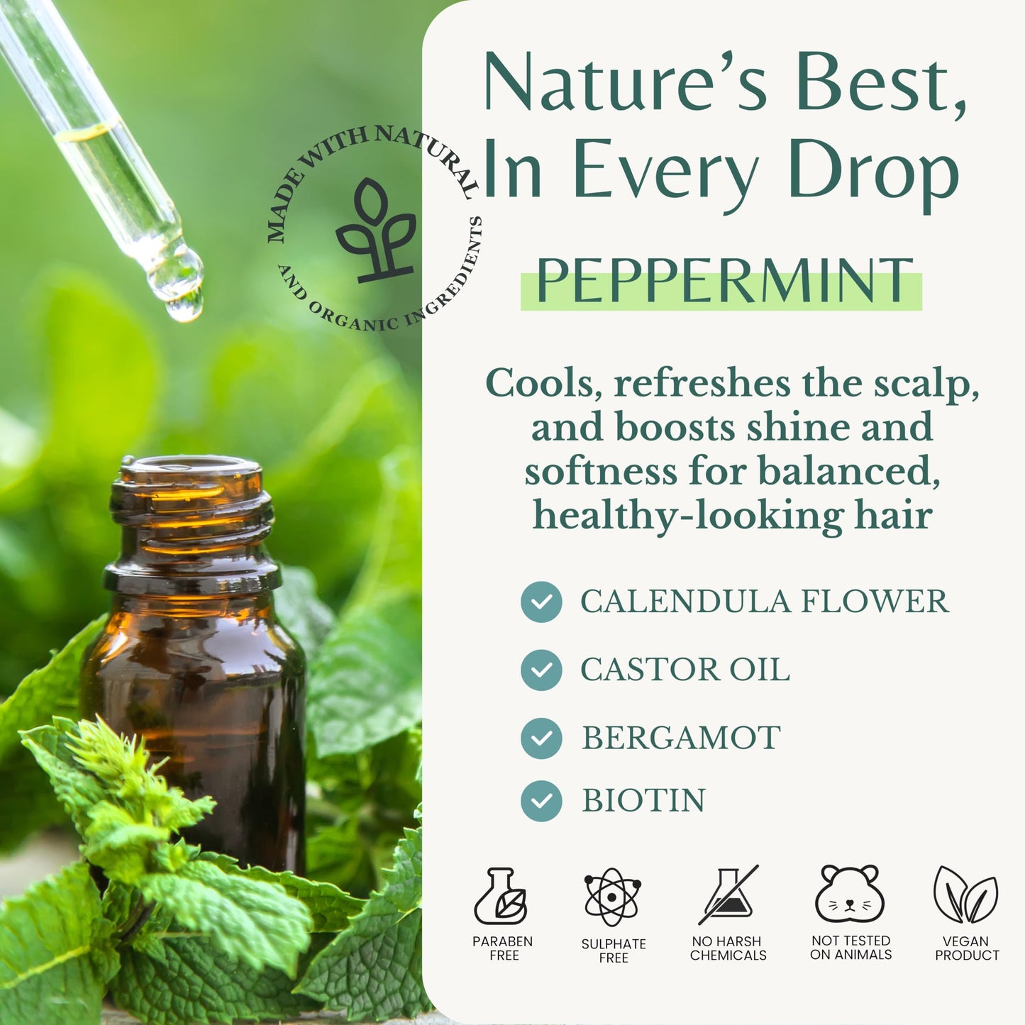 Peppermint Shampoo and Conditioner with Castor Oil & Biotin, Soothes Dry, Itchy Scalp, Strengthens Hair, Reduces Thinning & Hair Loss, Promotes