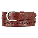 Eddie Bauer Women's Casual Leather Belts with Durable Metal Buckle, Center Lacing - Tan, Large