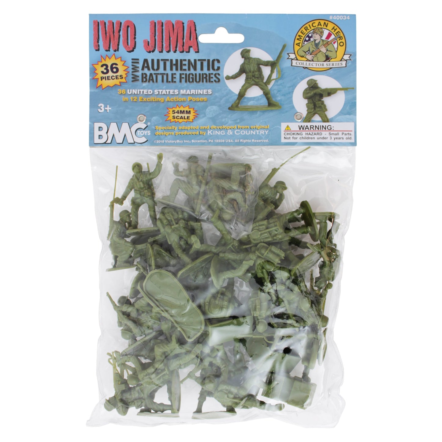 BMC WW2 Iwo Jima US Marines Plastic Army Men - 36 American Soldier Figures