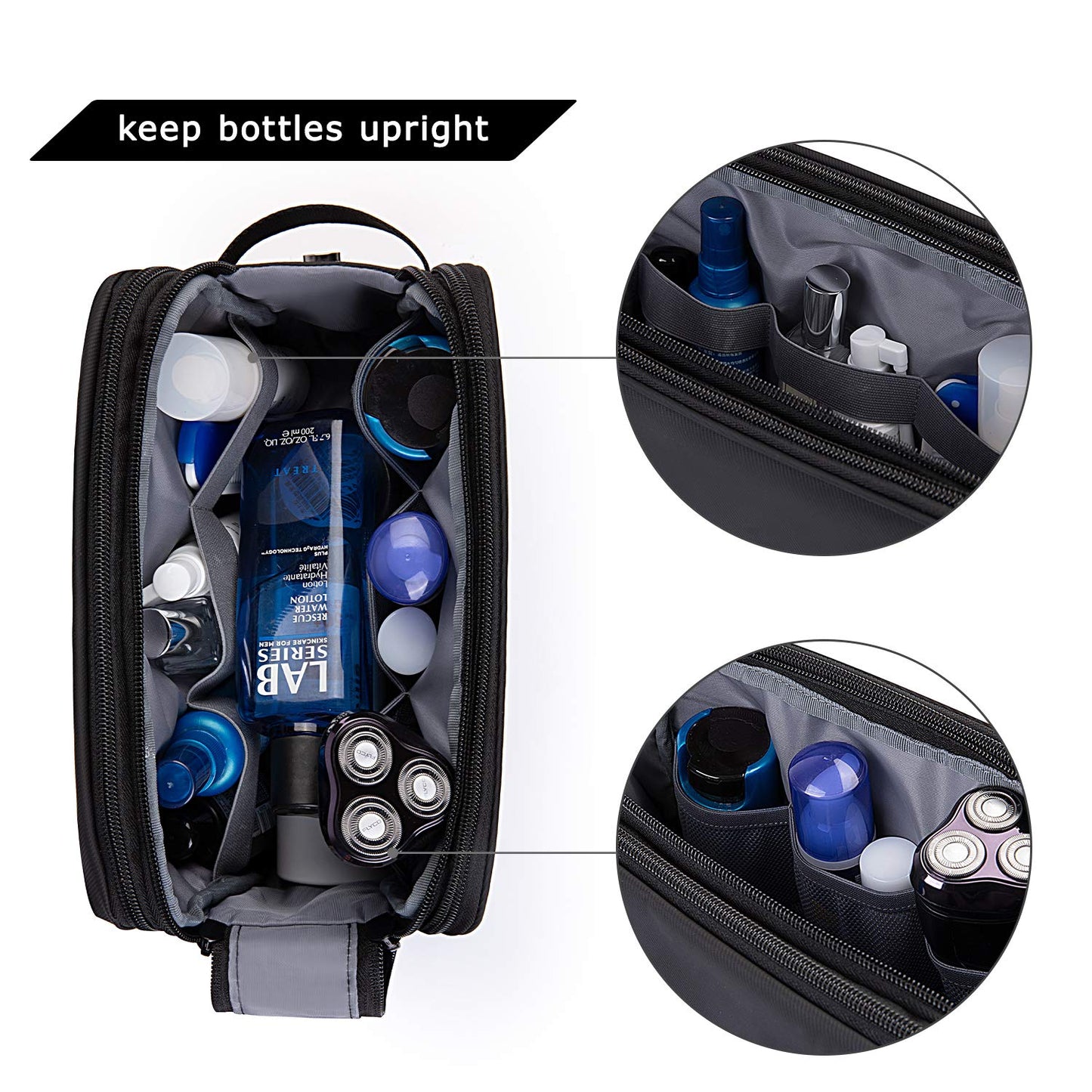 BAGSMART Men’s Toiletry Bag – Water-Resistant Travel Dopp Kit & Shaving Organizer for Toiletries & Accessories, Black, Medium