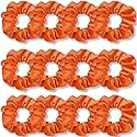 IVARYSS Orange Scrunchies, Premium Velvet Soft Fall Hair Scrunchy, Halloween Thick Elastic Bands, Hair Accessories for Women and Girls, 12 Pack
