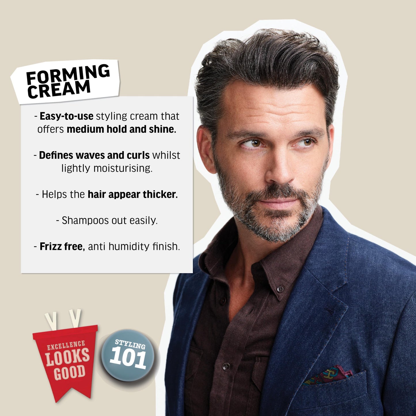 American Crew Men's Hair Forming Cream, Like Hair Gel with Medium Hold & Medium Shine, Stocking Stuffer for Him, 3 oz