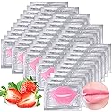 Kipeber 50PCS Lip Mask Sheet,Collagen Crystal Lip Masks,Pink Lip Care Pads Mask for Moisturizing Nourishing,Anti-Aging & Anti-Wrinkle,Lip Gel Patches