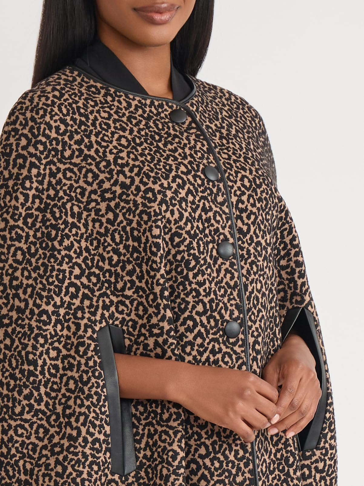 Kasper Women's Animal Print Snap-Front Cape