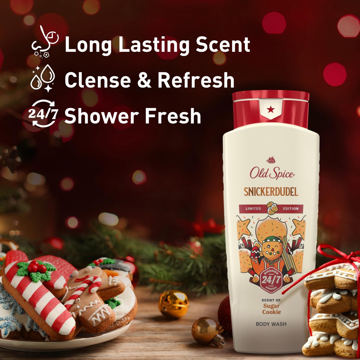 Old Spice Body Wash for Men, Holidudes Holiday Edition, 24/7 Holiday Freshness, Lasting Scent and Rich Lather, Stocking Stuffer, Snickerdudel Sugar Beauty and Personal Care Old Spice