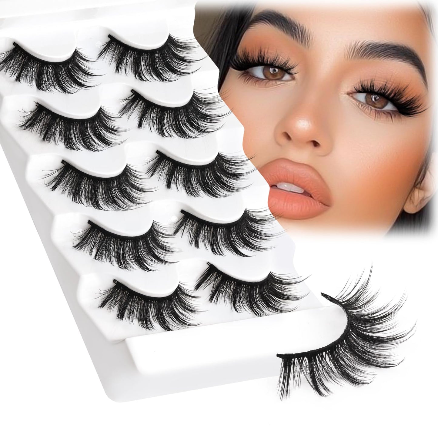 Veleasha Cat Eye Lashes Wispy Faux Mink Lashes 100% Handmade Natural Look Fake Eyelashes Lightweight False Eyelashes 5 Pairs Pack (54) Beauty and Personal Care Veleasha