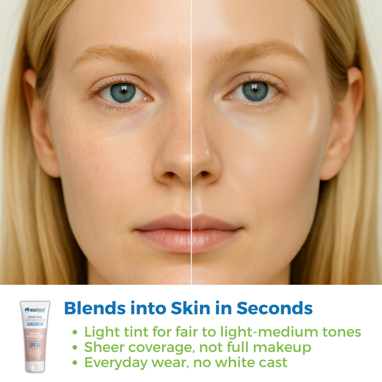 Waxhead Tinted Mineral Face Sunscreen SPF 31, 25% Non-Nano Zinc Oxide, Fragrance-Free, Non-Comedogenic, Tinted Moisturizer & Makeup Primer for Daily