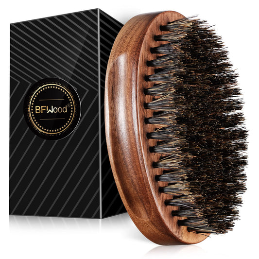 BFWood Boar Bristle Beard Brush - Black Wood Walnut Military Style, Men's Wooden Mustache Brush Beauty and Personal Care BFWood Default Title