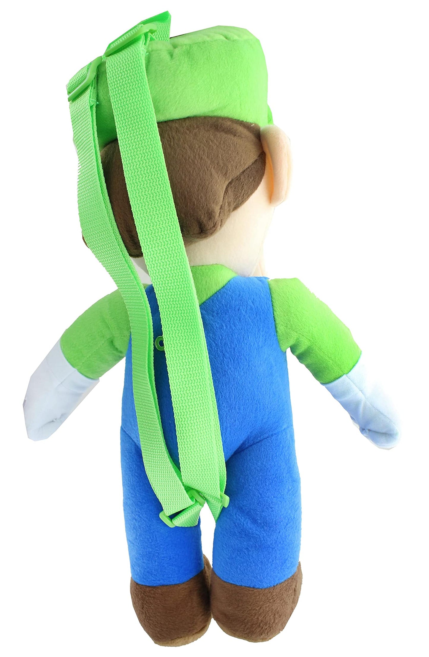 Accessory Innovations Super Mario Luigi 17 Inch Plush Backpack, Green