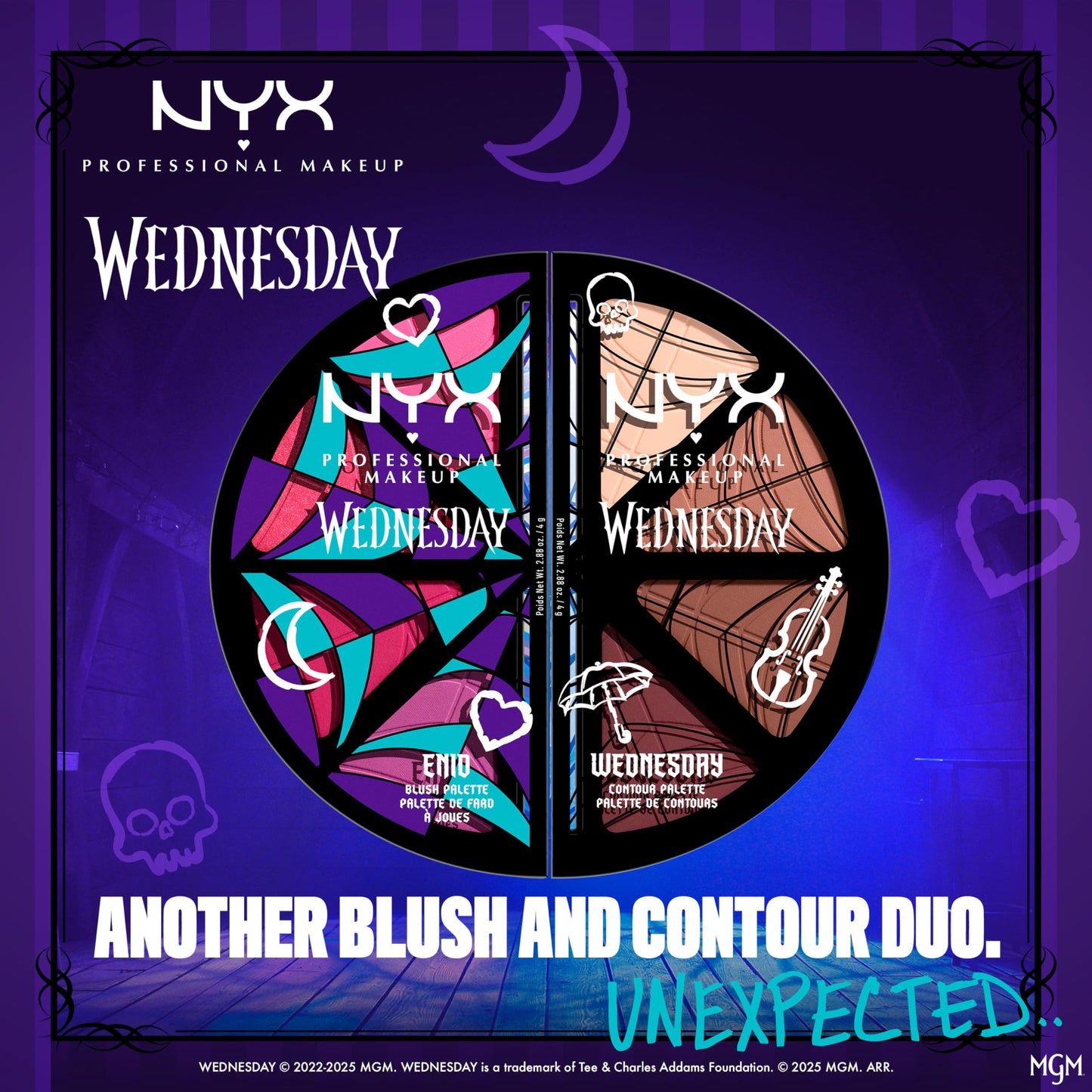NYX PROFESSIONAL MAKEUP Wednesday Stained Glass Blush Palette, Makeup Palette with 4 Versatile, Intensely Pigmented Blush Shades