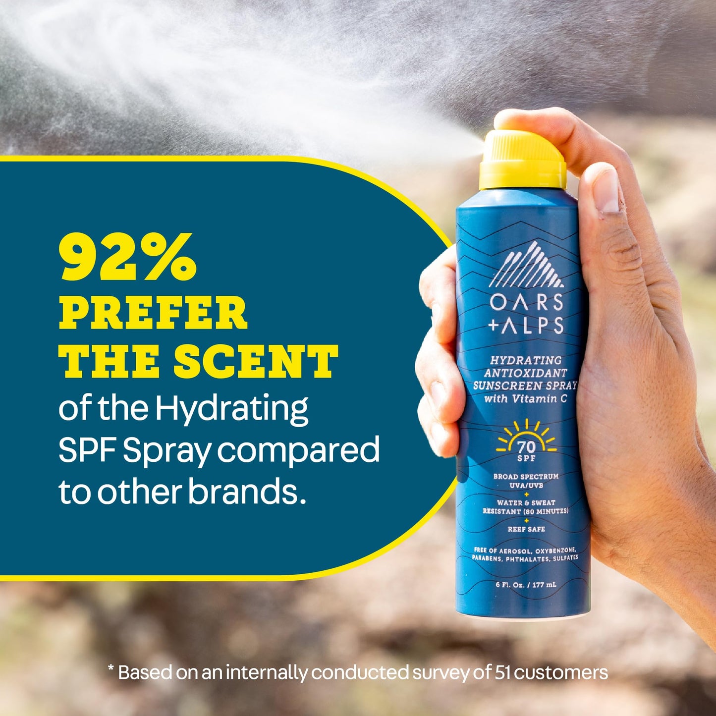 Oars + Alps SPF 70 Face & Body Broad Spectrum Sunscreen Spray | Fast-Absorbing, Lightweight, Non-Greasy, Hawaii Reef Act 104 Compliant Beauty and Personal Care Oars + Alps