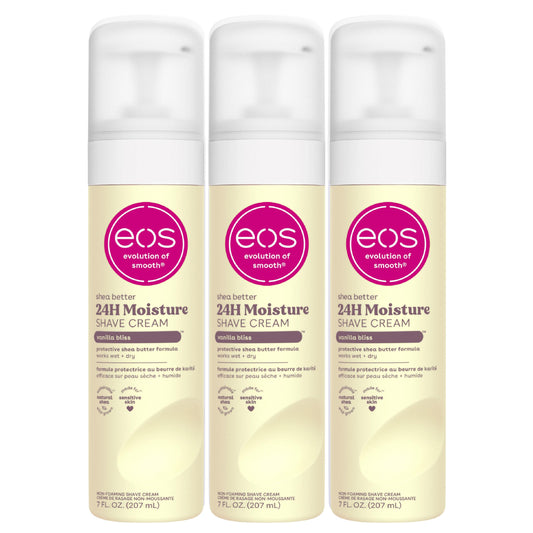 eos Shea Better Shaving Cream for Women- Vanilla Bliss, 24-Hour Hydration, Skin Care & Lotion with Shea Butter, 7 fl oz, 3-Pack Beauty and Personal Care eos
