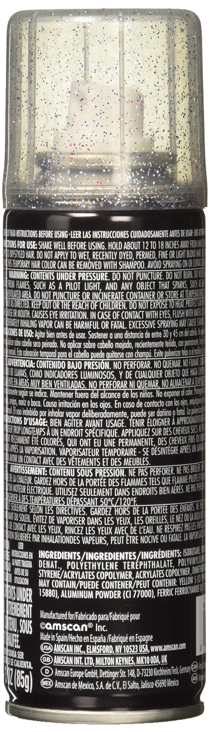 Multicolor Glitter Hair Spray Color - 3 oz. (1 Count) - Instantly Transforms Your Look, Ideal for Parties & Cosplay