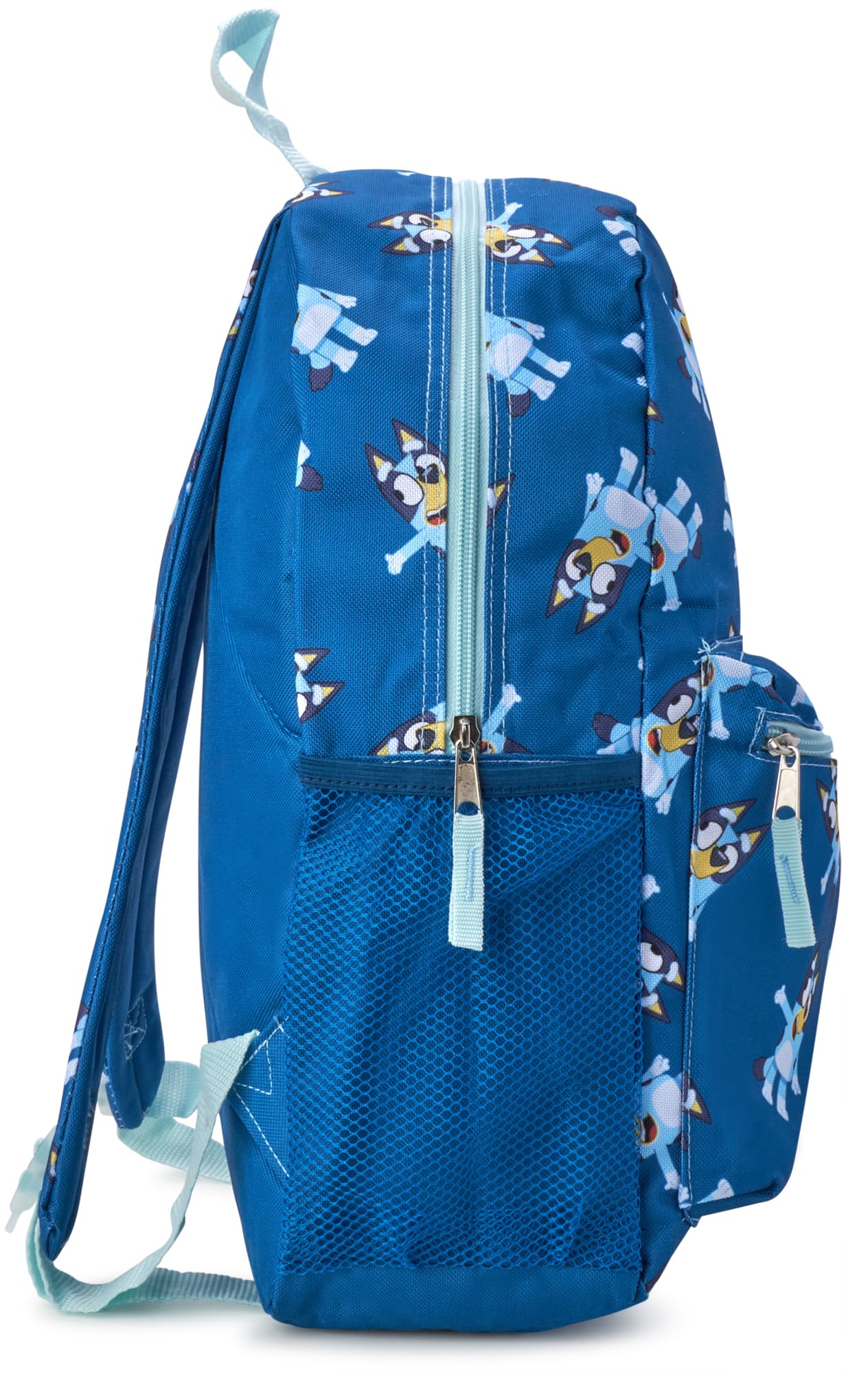 Fast Forward Bluey Kids Backpack - 16 Inch Bookbag Elementary Backpack for School Girls & Boys with Adjustable Padded Straps, Bluey Blue/Aop