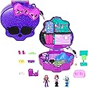 Polly Pocket Monster High Playset with 3 Micro Dolls & 10 Accessories, Opens to High School, Collectible Travel Toy with Storage