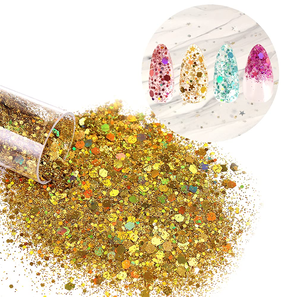 Chunky and Fine Glitter Mix, Estanoite 36 Colors Chunky Sequins & Fine Glitter Powder Mix, Cosmetic Makeup Flakes for Face Body Eye Nail Art Resin