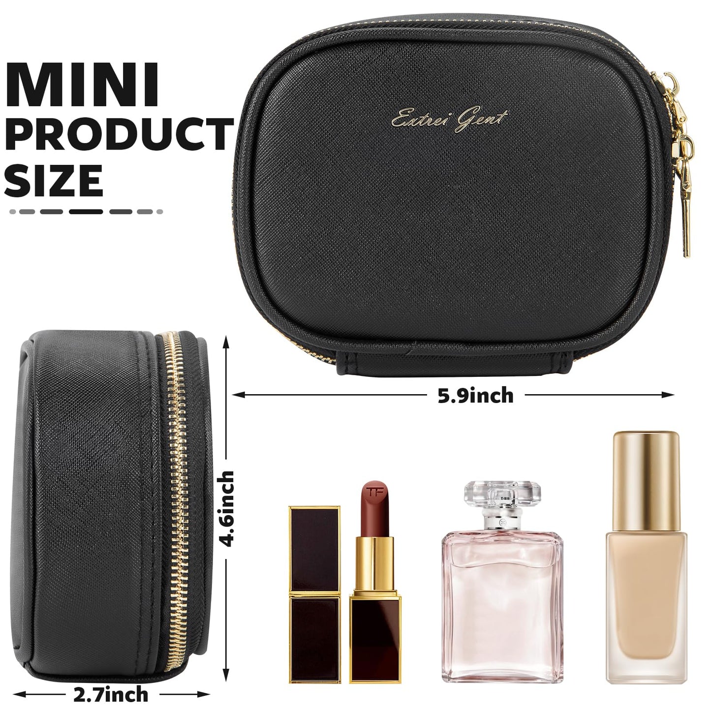 Mini Makeup Bag with Led Mirror, Small Travel Make up Bag 3 Light Modes Adjustable Brightness, for Women Organizer Cosmetic Bag, Portable Travel Train Beauty and Personal Care Extrei Gent