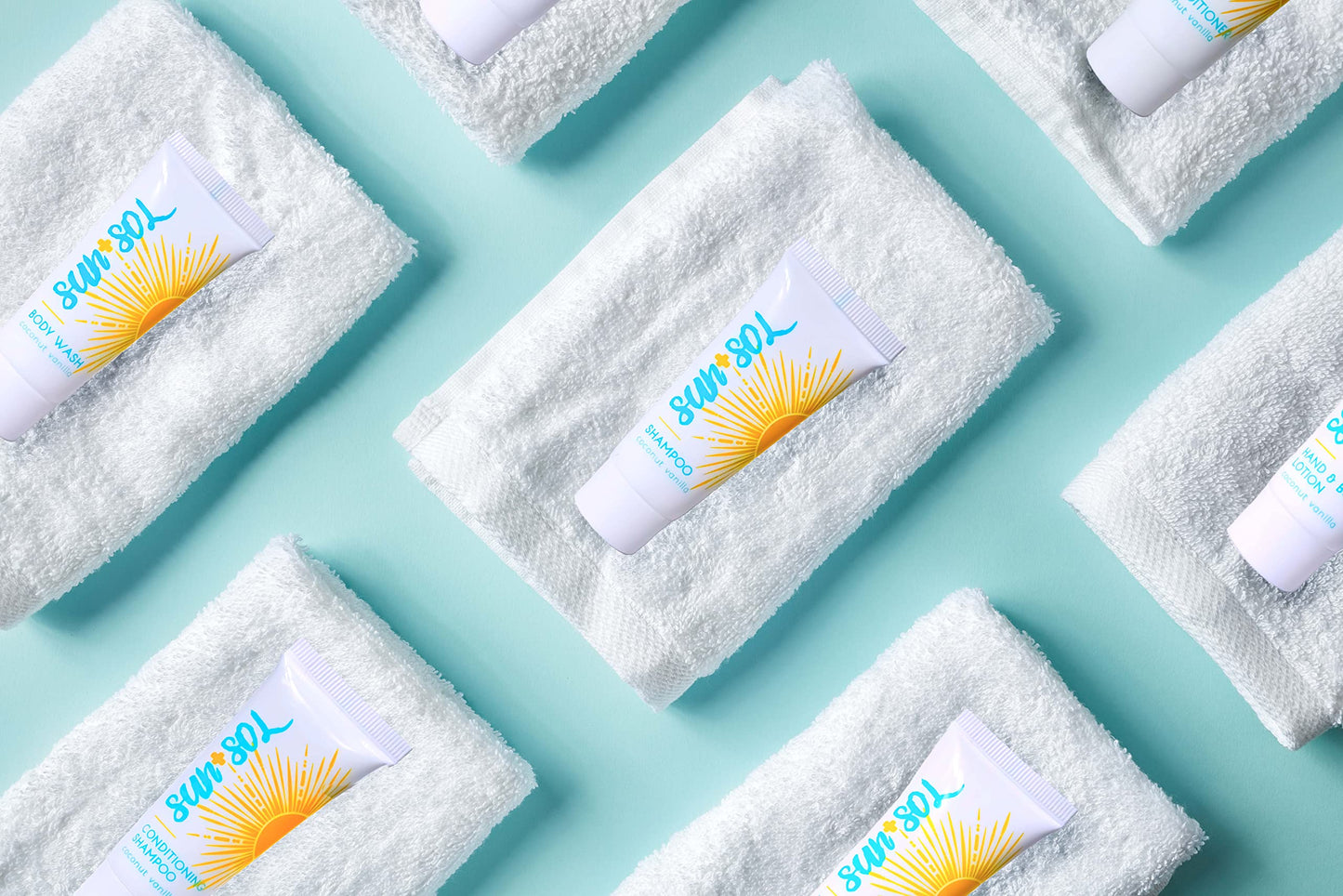 World Amenities Sun + Sol Bulk Hydrating Conditioner with Warm Coconut & Vanilla Fragrances, Travel Size Toiletries, Mini Hotel Amenities, 0.7 Oz, 50
