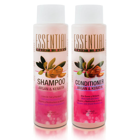 Essential Keratin and Moroccan Argan Oil Color Care Shampoo & Conditioner Repair Combo 32 oz Set Beauty & Personal Care Natural Essential Hair & Body