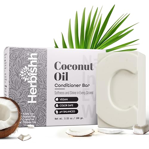 Herbishh Conditioner Bar, Moisturizing & Strengthening, Solid for Dry, Damaged & Thinning Hair, All Hair Types, Paraben-Free & Sulfate-Free, 3.53 oz