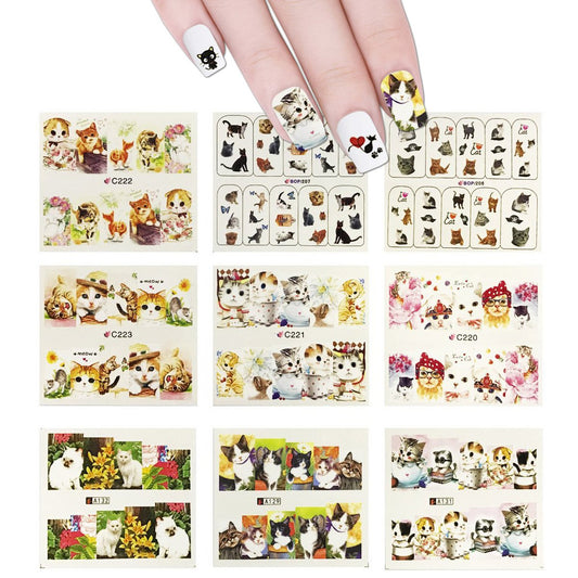 ALLYDREW 22 Sheets Cat Nail Art Water Slide Cat Nail Decals Kitty Water Transfer Nail Decals Beauty & Personal Care allydrew
