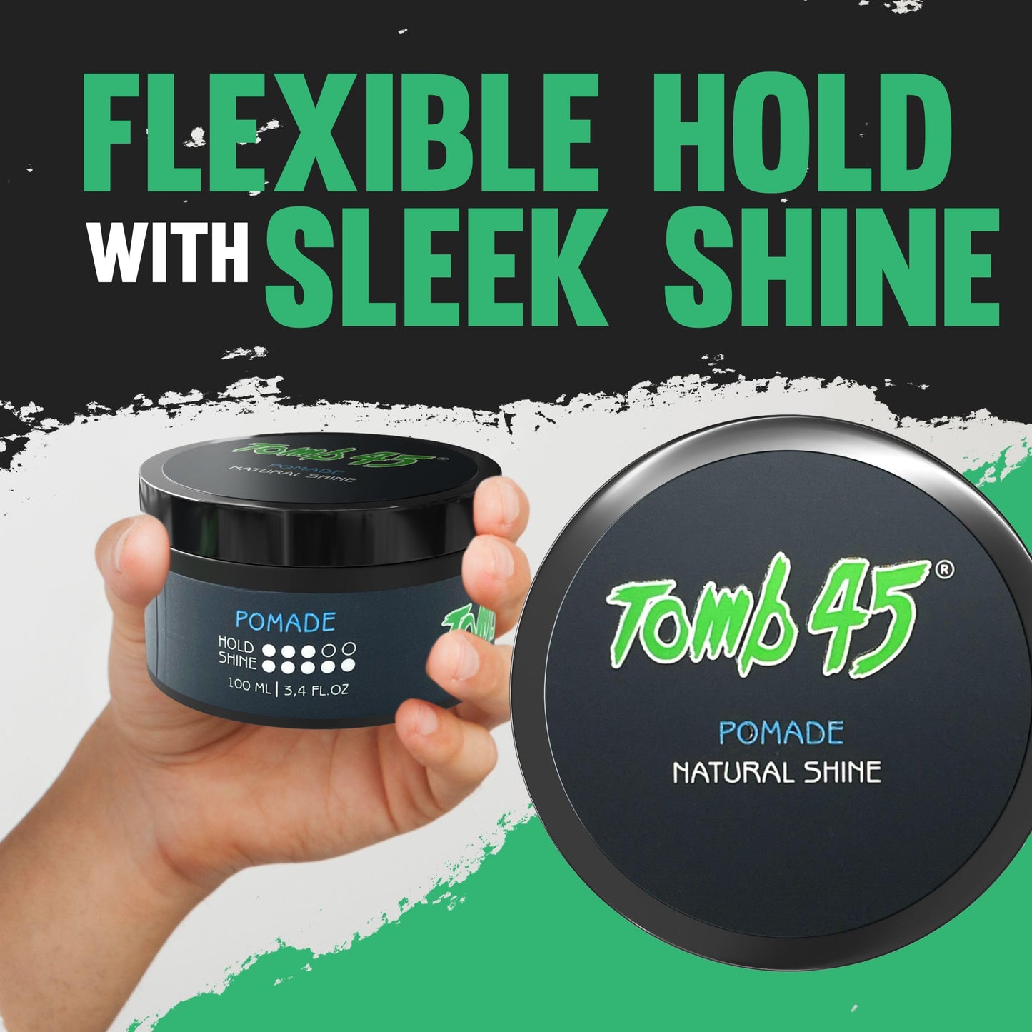 Tomb 45 Hair Styling Pomade - Strong Hold and High Shine for a Sleek Look - Long Lasting Control for All Hair Types - Easy to Apply