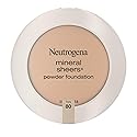 Neutrogena Mineral Sheers Compact Powder Foundation, Lightweight & Oil-Free Mineral Foundation, Fragrance-Free, Tan 80, .34 oz