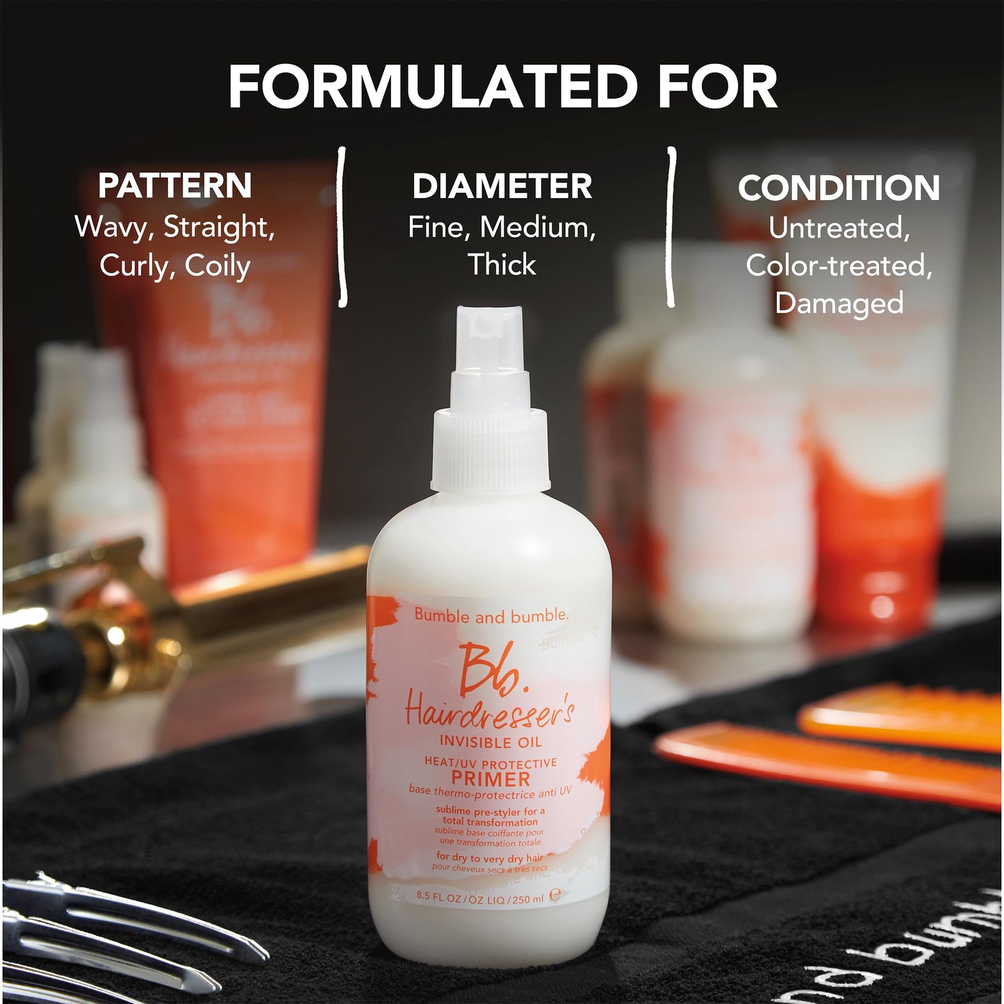 Bumble and bumble. Hairdresser's Invisible Oil Heat/UV Protection Leave-In Conditioner Hair Primer | Hydrating, Anti Frizz, Color Safe | Straight