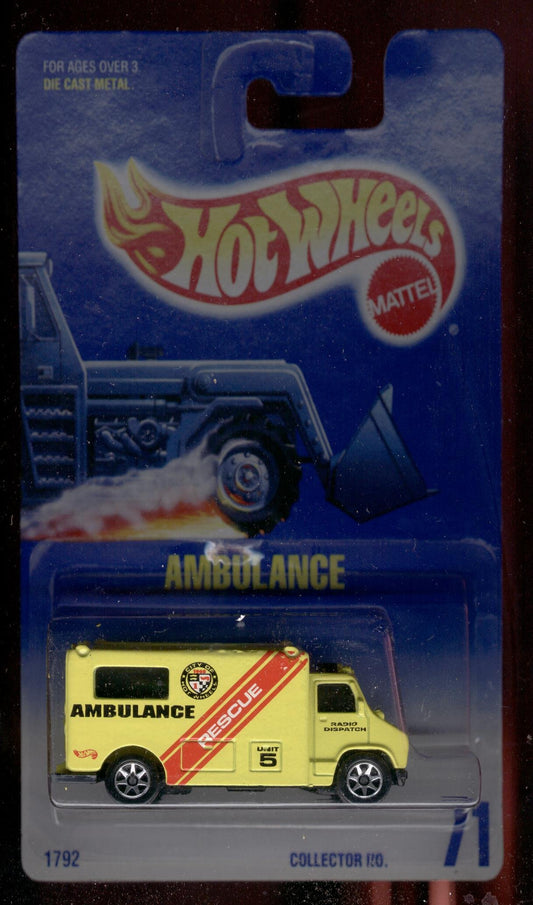 Hot Wheels 1991-71 Ambulance Blue Card 1:64 Scale