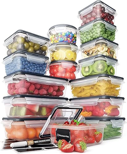 Chef's Path 32 Piece Airtight Food Storage Containers with Easy Snap Lids, 16 Containers and Lids, Stackable Kitchen and Pantry Canisters for Meal…