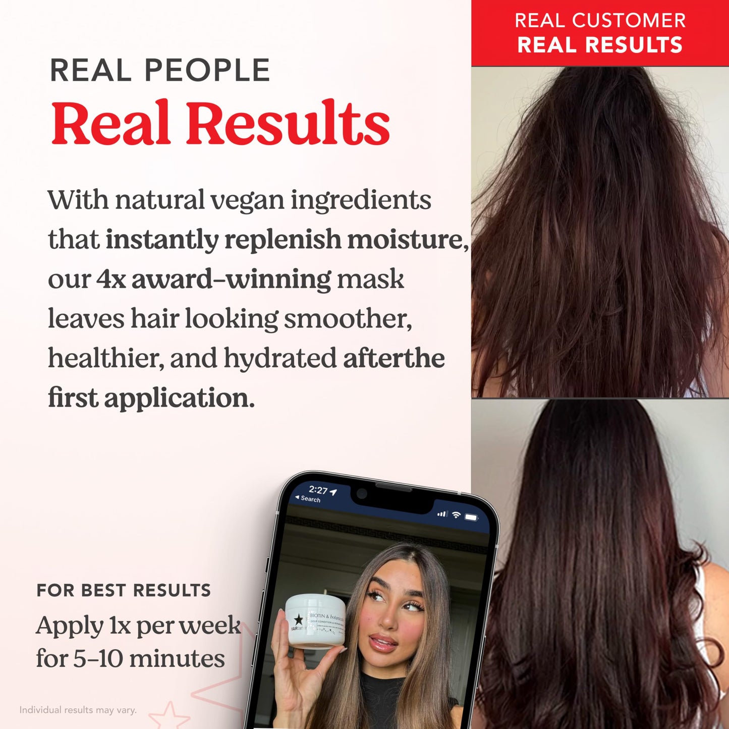 HAIRtamin Hair Conditioner - Biotin & Botanicals Deep Conditioning Mask for Dry, Damaged, Bleached Hair Repair, Moisturizing Hair Treatment for Curly