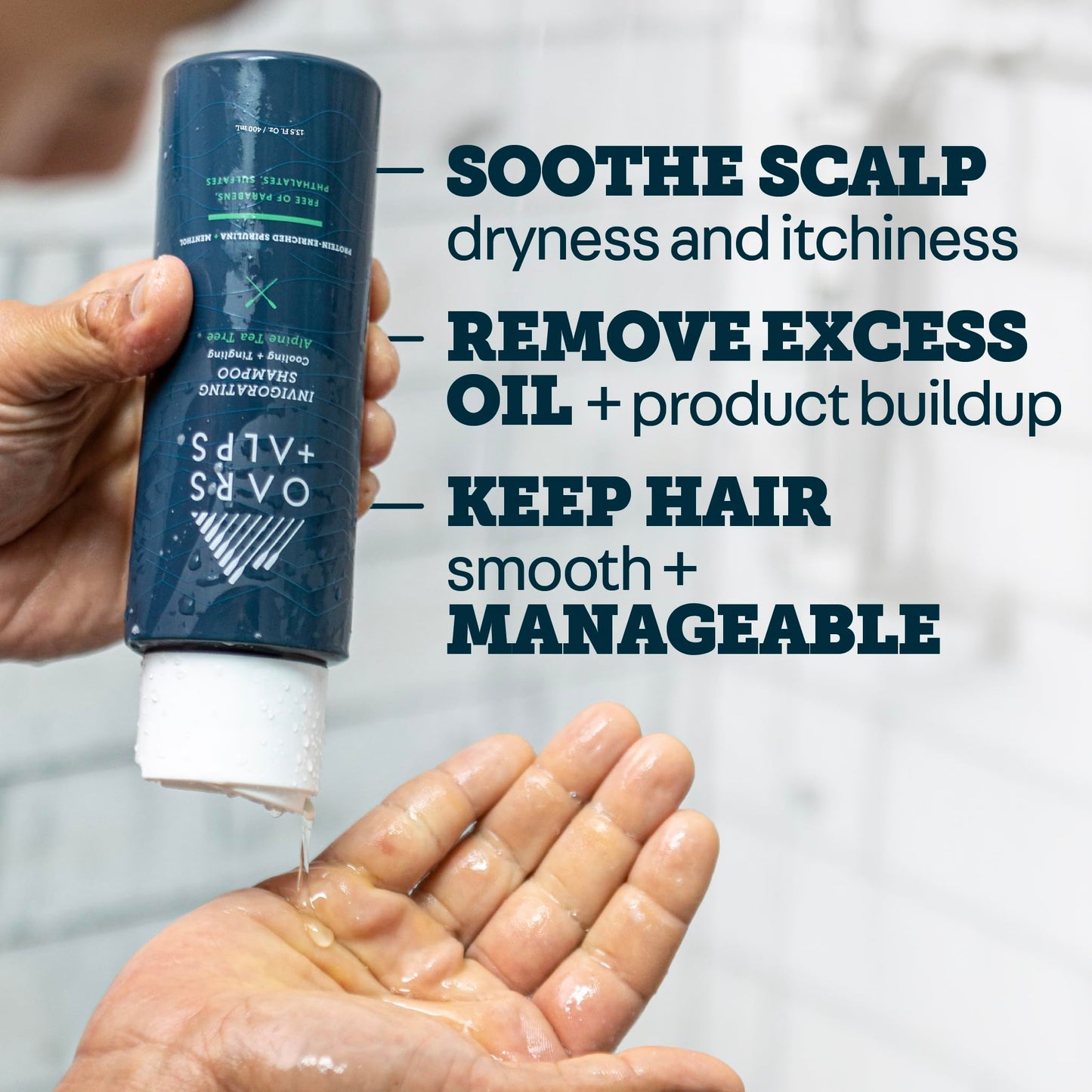 Oars + Alps Men's Sulfate Free Hair Shampoo for Men & Women, Shampoo for Hair Infused with Witch Hazel and Tea Tree Oil, Nourishing & Moisturizing