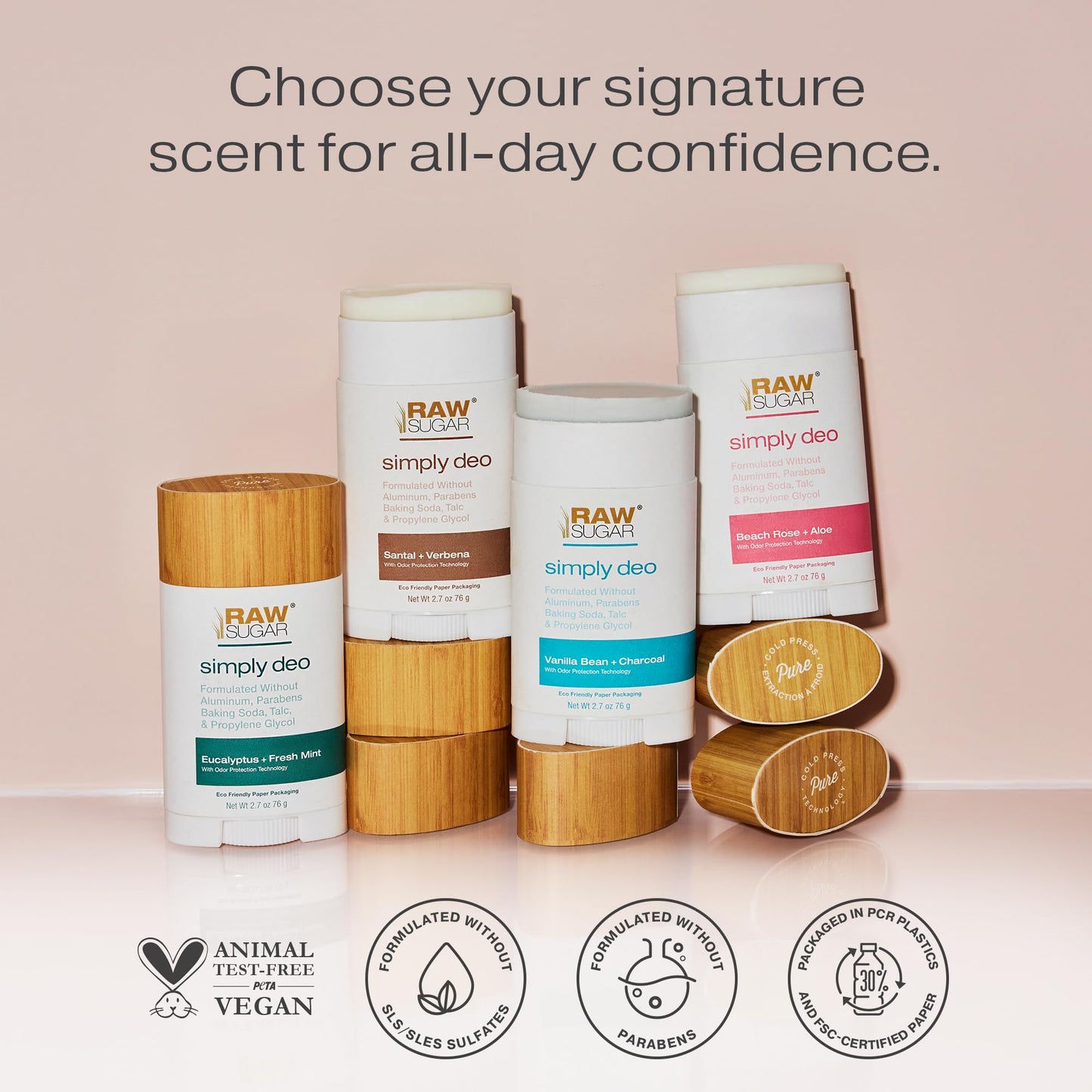 RAW SUGAR Aluminum Free Deodorant Stick, Simply Deo Bundle (Pack of 3) Whole Body Deodorant for Women & Men, Clean Formulated without Aluminum, Baking Beauty and Personal Care RAW SUGAR