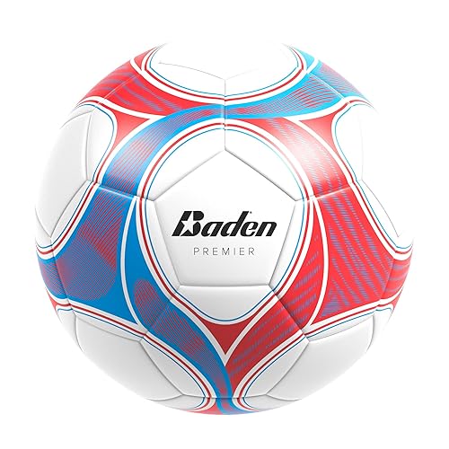 Baden Premier Team Soccer Ball | High-Performance, Durable Construction for Training and Matches | White/Gray, Size 5