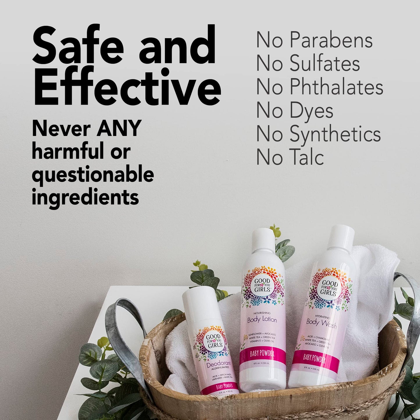 Good For You Girls Natural Body Wash with Aloe, Avocado & Jojoba Oils,Shower Gel Body Wash for Girls to Adults, Vegan and Paraben Free, Powder Scent