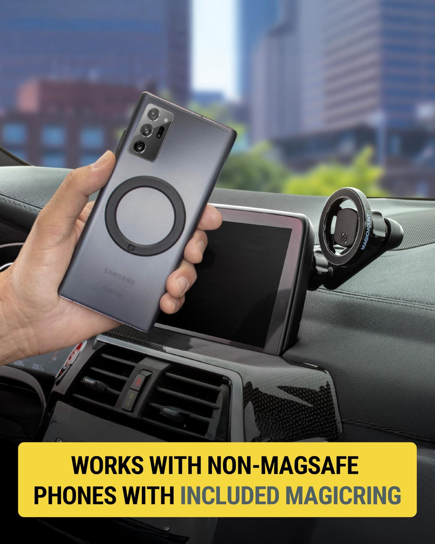 Scosche SMS1ODVR-1 MagicMount 5-in-1 MagSafe Phone Mount for Car Vent, Dashboard and Back of Display for Floating Screens, Hands Free Magnetic Cell…