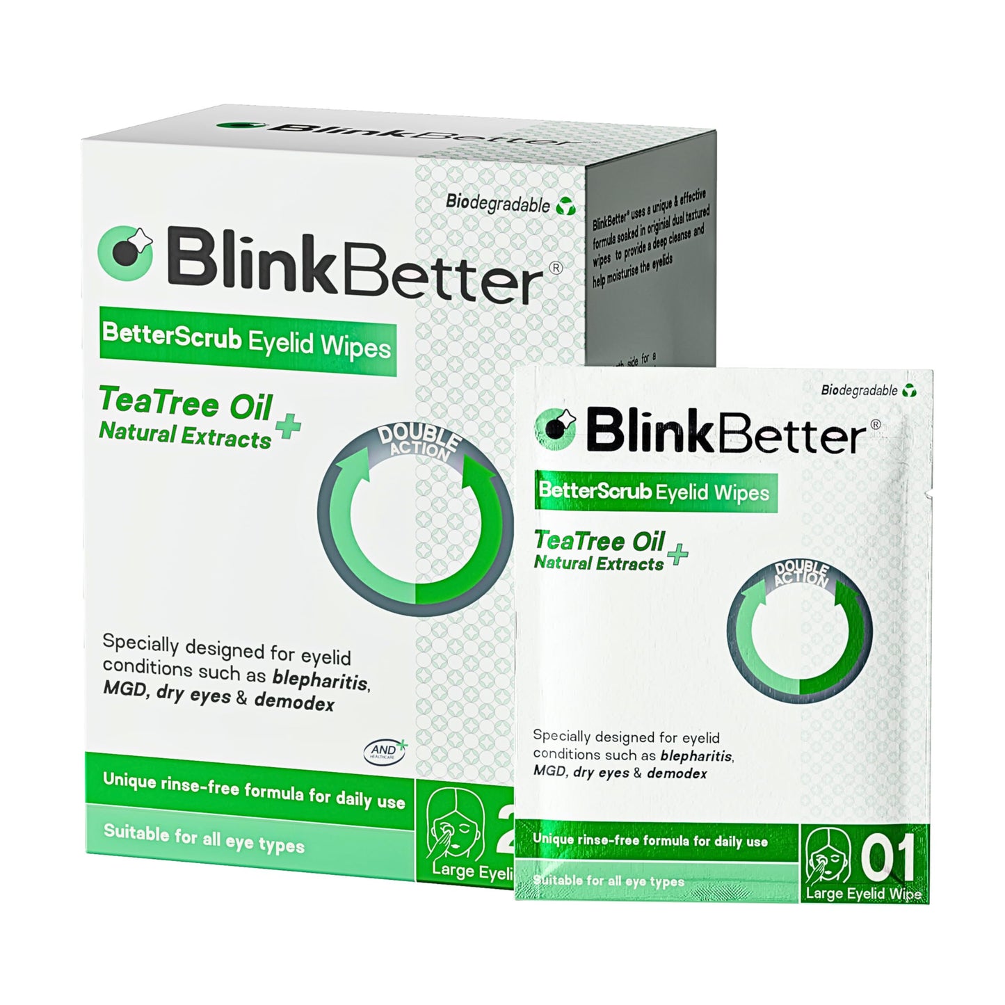 BlinkBetter Tea Tree Oil Eyelid Wipes - 20 x Natural Blepharitis, MGD & Dry Eye Relief Wipes | Cleansing, Soothing, Dual-Textured, Triple Moisture Beauty and Personal Care BlinkBetter Default Title